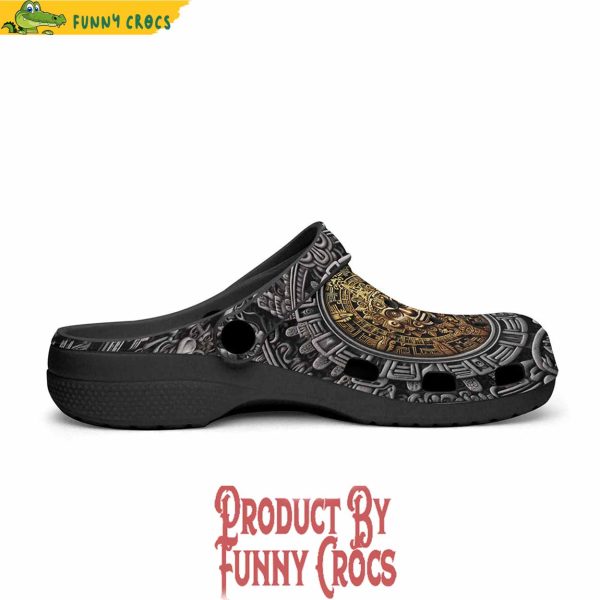 Colorful Golden Aztec Symbol Crocs Shoes