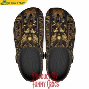 Colorful Golden Egyptian Stone Carvings Crocs Shoes