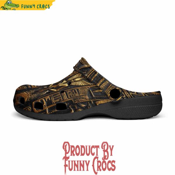 Colorful Golden Egyptian Stone Carvings Crocs Shoes