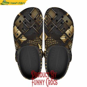 Colorful Golden Geometric Abstract Pattern Crocs Shoes 1