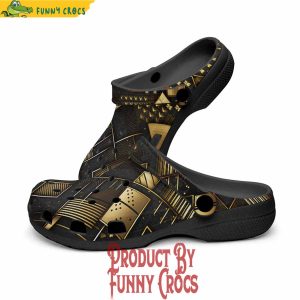 Colorful Golden Geometric Abstract Pattern Crocs Shoes 2