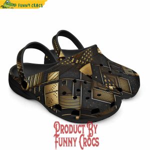 Colorful Golden Geometric Abstract Pattern Crocs Shoes 5