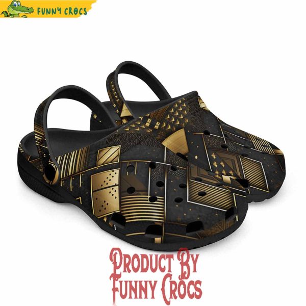 Colorful Golden Geometric Abstract Pattern Crocs Shoes