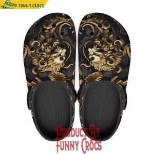 Colorful Golden Leaves And Lion Crocs Shoes 1