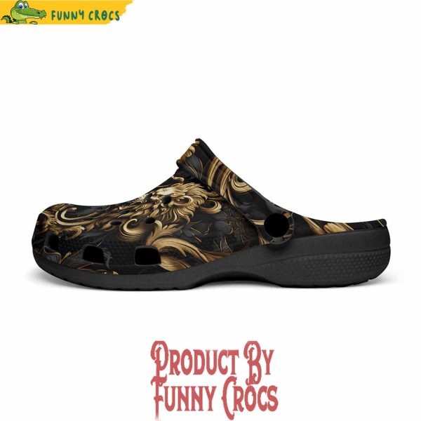 Colorful Golden Leaves And Lion Crocs Shoes