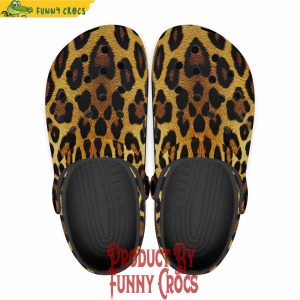 Colorful Golden Leopard Fur Crocs Shoes 1