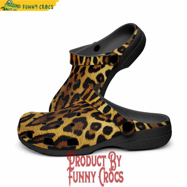 Colorful Golden Leopard Fur Crocs Shoes