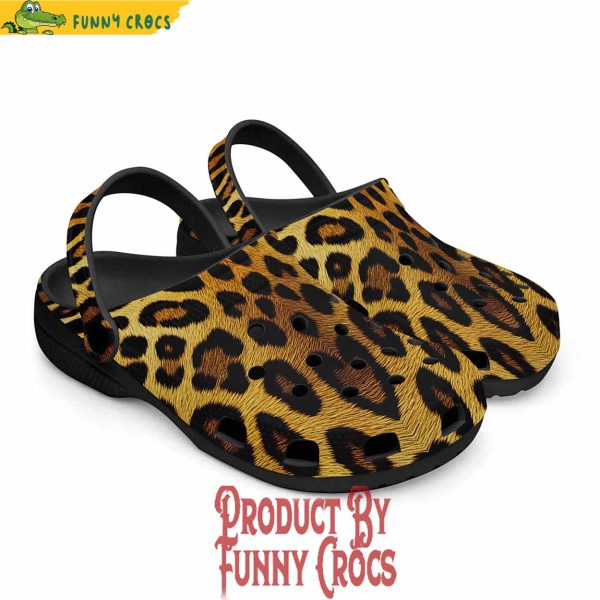 Colorful Golden Leopard Fur Crocs Shoes