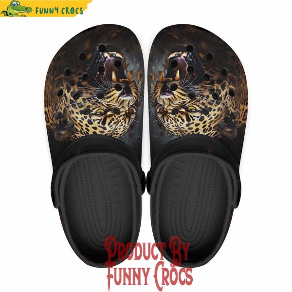 Colorful Golden Leopard Roaring Crocs Shoes