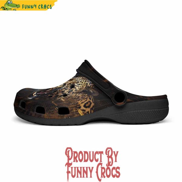 Colorful Golden Leopard Roaring Crocs Shoes