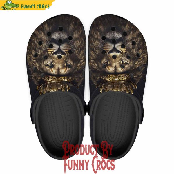 Colorful Golden Lion With Crown Crocs Shoes