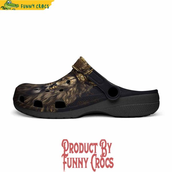 Colorful Golden Lion With Crown Crocs Shoes