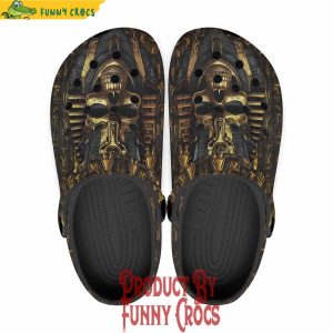 Colorful Golden Pharaoh Skull Art Crocs Shoes