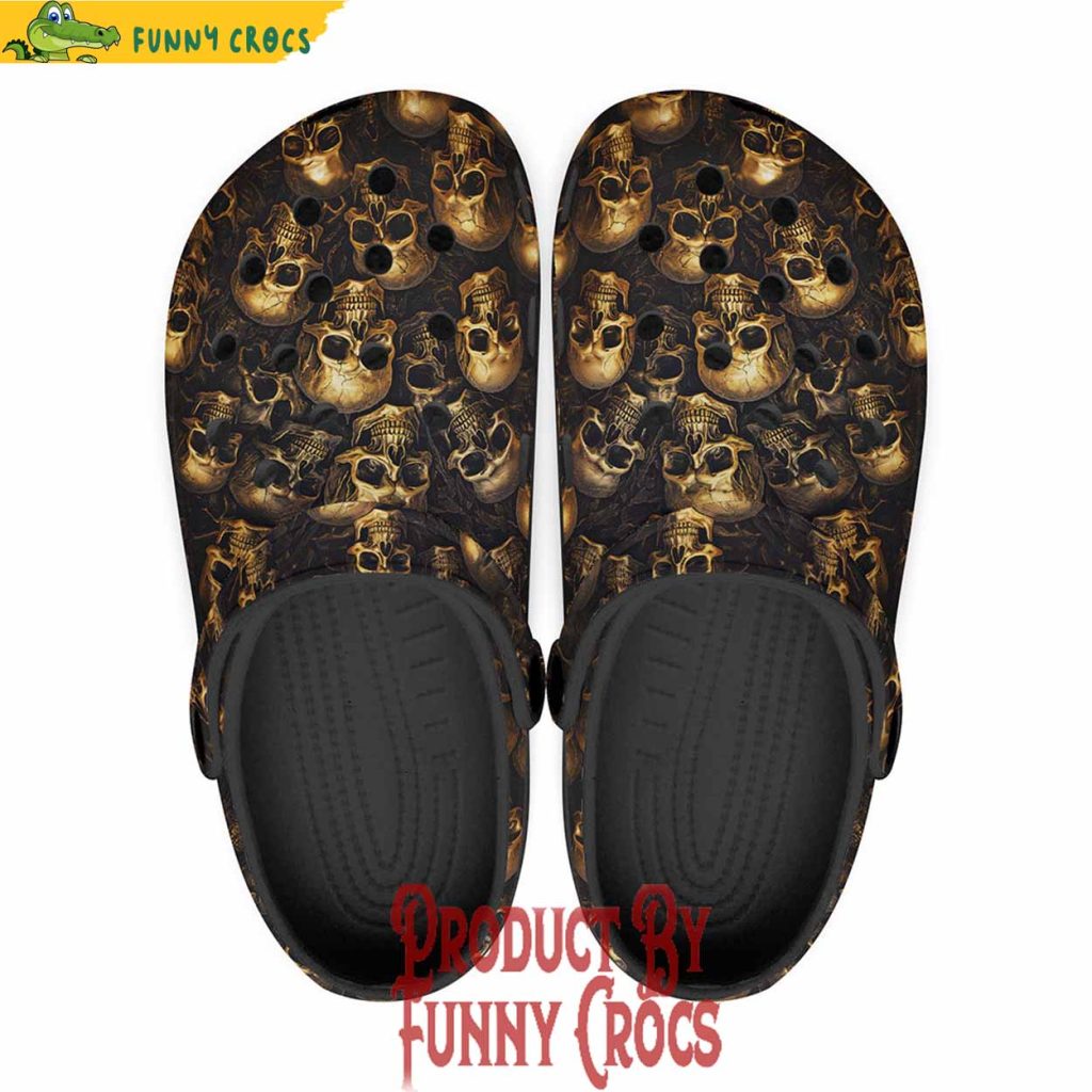 Colorful Golden Skulls Pattern Crocs Shoes
