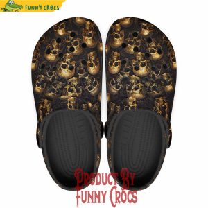 Colorful Golden Skulls Pattern Crocs Shoes 1
