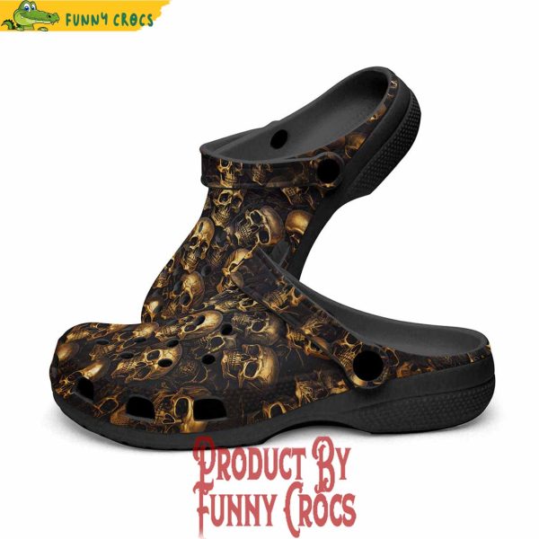 Colorful Golden Skulls Pattern Crocs Shoes