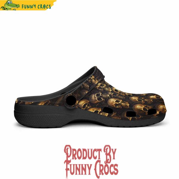 Colorful Golden Skulls Pattern Crocs Shoes