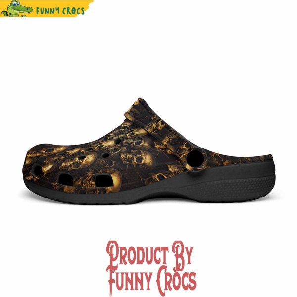 Colorful Golden Skulls Pattern Crocs Shoes