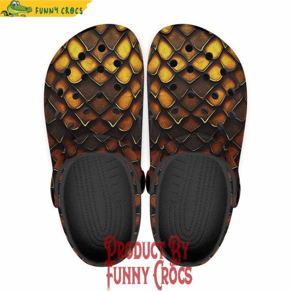 Colorful Golden Snake Skin Texture Crocs Shoes