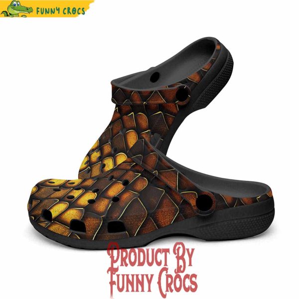 Colorful Golden Snake Skin Texture Crocs Shoes