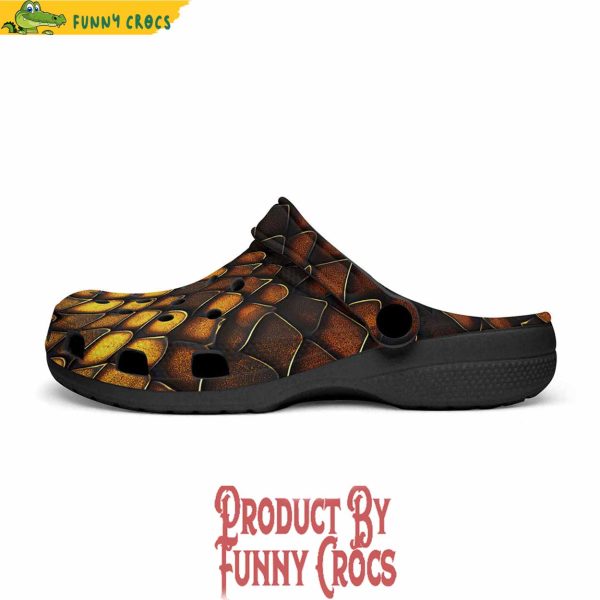 Colorful Golden Snake Skin Texture Crocs Shoes