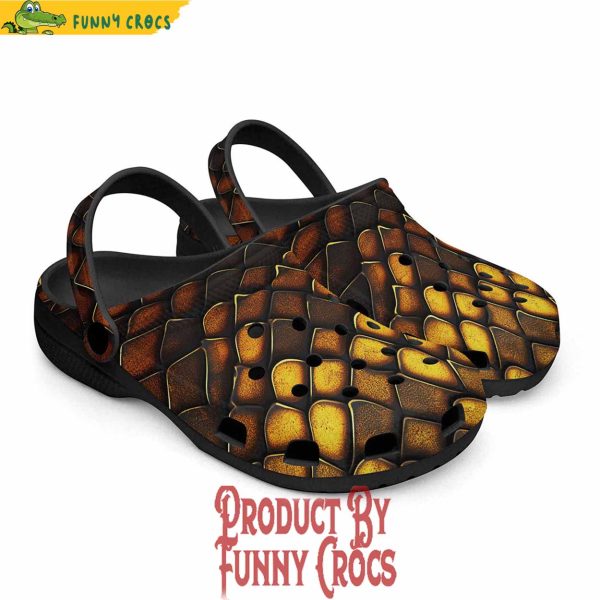 Colorful Golden Snake Skin Texture Crocs Shoes