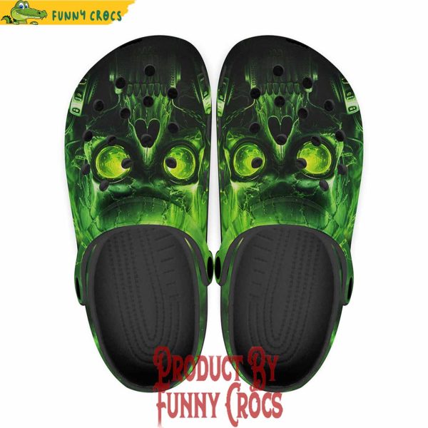 Colorful Green Skull With Gas Mask Crocs Shoes