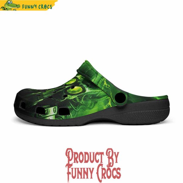 Colorful Green Skull With Gas Mask Crocs Shoes