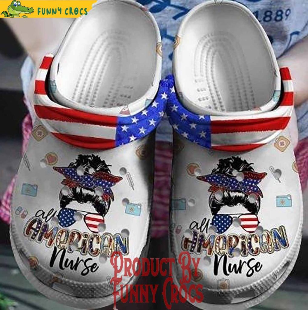 Cool Girl Glasses American 4Th Of July Nurse Crocs