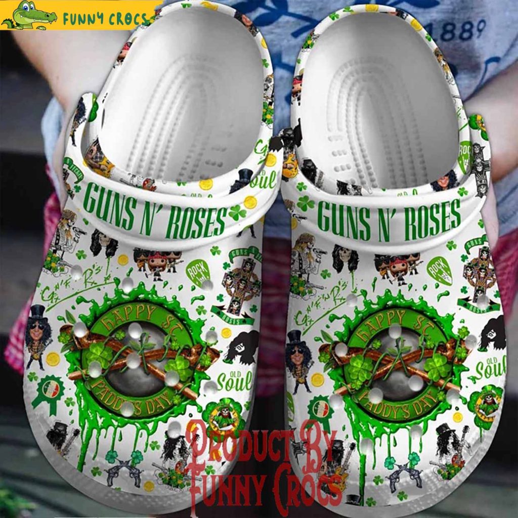 Guns N' Roses Happy St.Patrick's Day White Crocs Shoes
