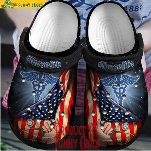 Nurse Caduceus American Flag Crocs For Women