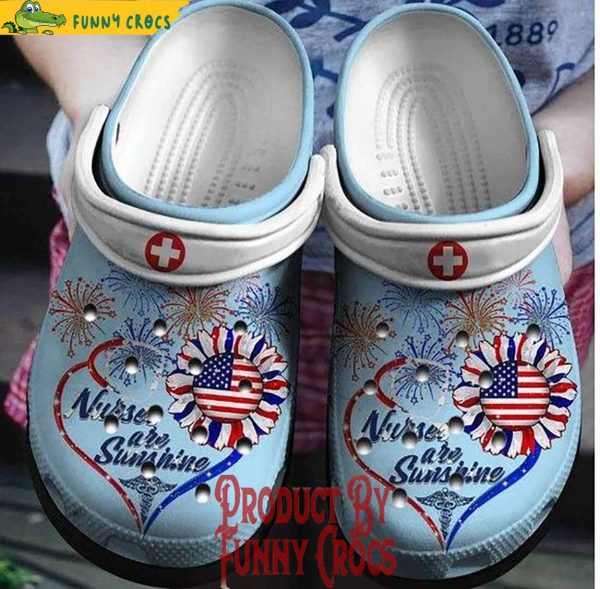 Nurse Fireworks Sunflower 4Th Of July Crocs Shoes