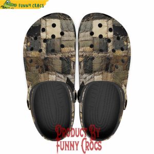 Old Burlap Patchwork Crocs Shoes 1