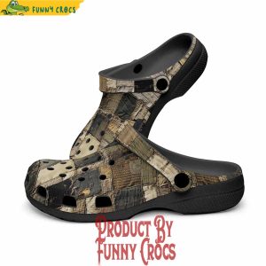 Old Burlap Patchwork Crocs Shoes