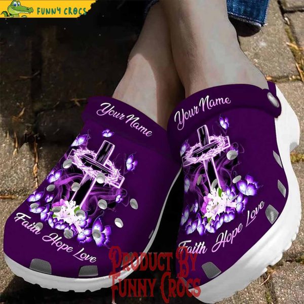 Personalized Cross Butterfly Jesus Crocs Shoes