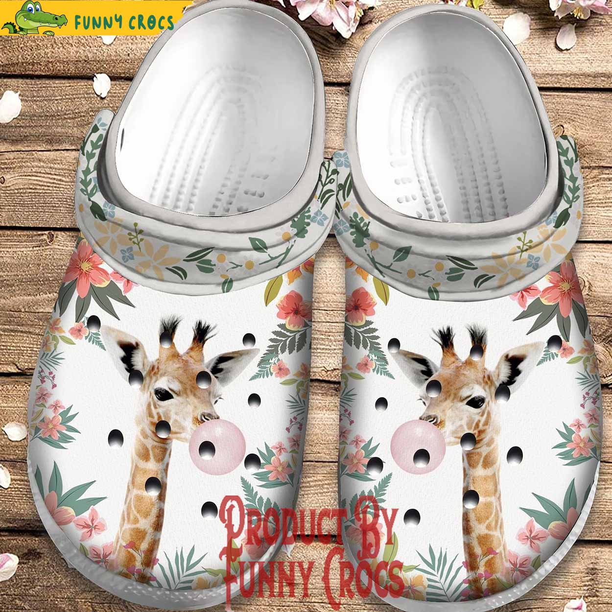 Personalized Giraffe With Bubble Gum Crocs Shoes - Discover Comfort And ...
