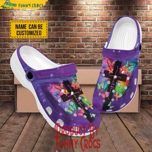 Personalized Jesus Purple Butterfly Faith Crocs Shoes 2