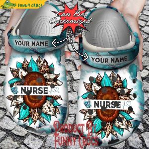 Personalized Nurse Sunflower Glitter Crocs Nursing