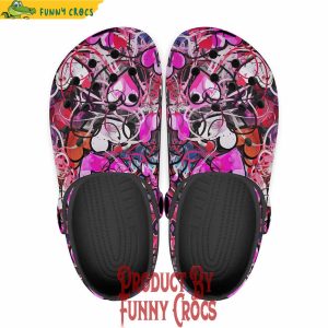 Pink Hearts Graffiti Crocs Shoes