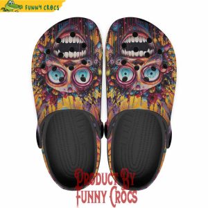 Psychedelic Bizarre Face Colorful Crocs Shoes 1