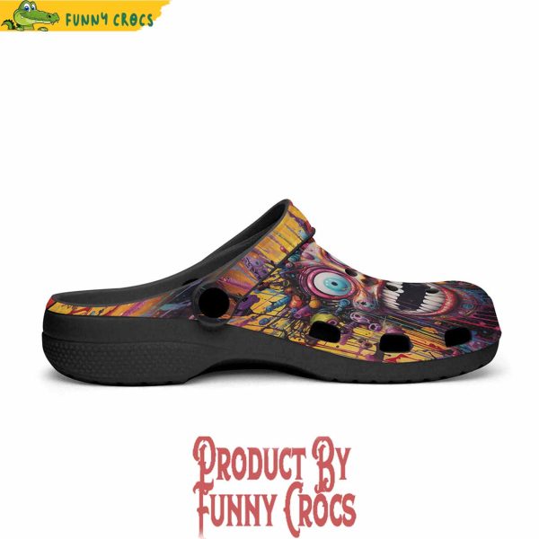 Psychedelic Bizarre Face Colorful Crocs Shoes