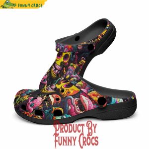 Psychedelic Weird Skulls And Monsters Colorful Crocs Shoes 1