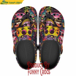 Psychedelic Weird Skulls And Monsters Colorful Crocs Shoes 5
