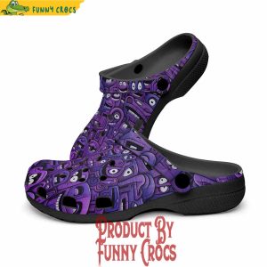 Purple Grotesque Faces Artwork Crocs Shoes 1