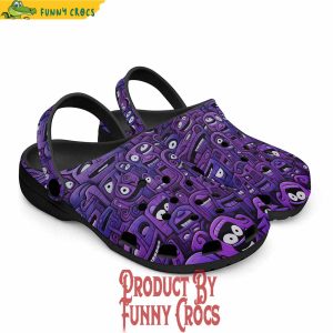 Purple Grotesque Faces Artwork Crocs Shoes 4