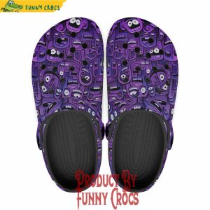 Purple Grotesque Faces Artwork Crocs Shoes 5