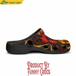 Red And Gold Floral Ornament Crocs Shoes 2