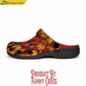 Red And Gold Floral Ornament Crocs Shoes 3