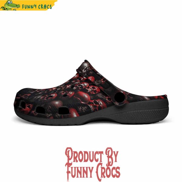 Red Skulls Background Crocs Shoes