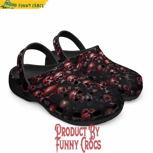 Red Skulls Background Crocs Shoes